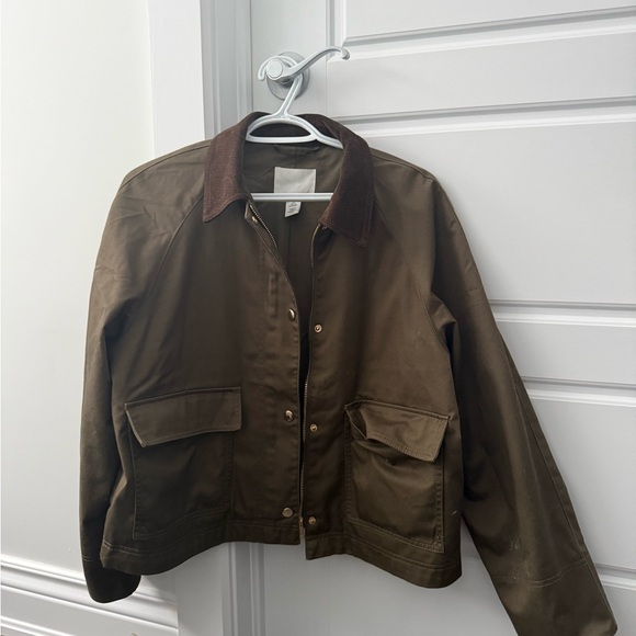 H&M Jackets & Blazers - Classic Brown Utility Jacket with Corduroy Collar